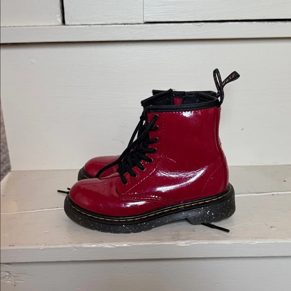 Dr Martin Kids pink/red sparkle Lace-Up Combat Boots - Classic Style